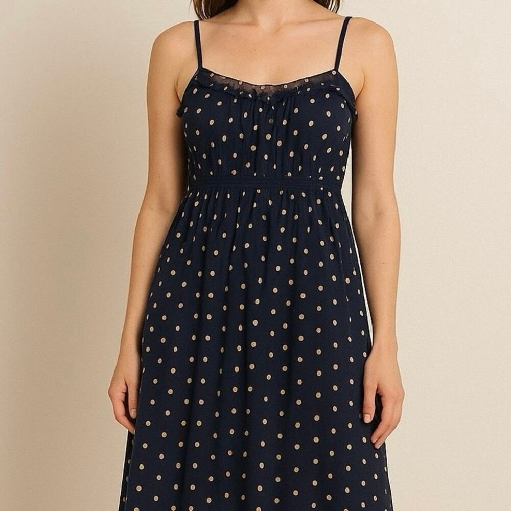 Y2K Vision Apparel Silk Polkadot Pleated Baby Doll Retro Mini Dress Size 6